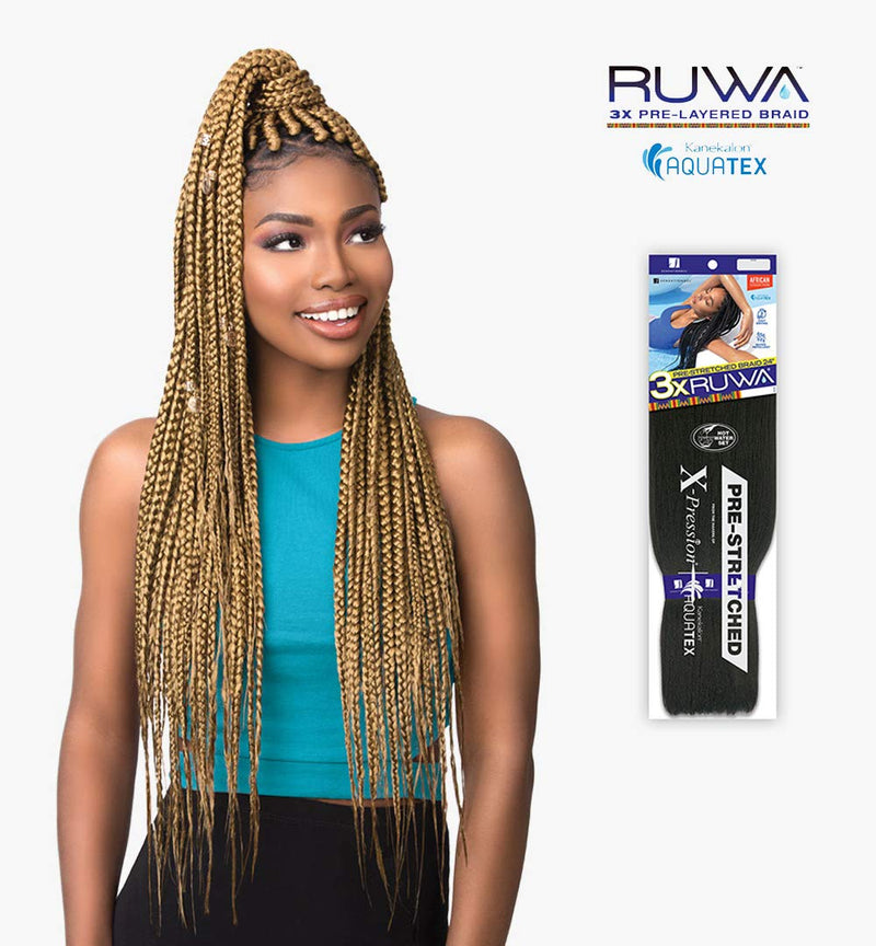 Sensationnel Synthetic 3X Ruwa Pre Stretched Braid 24" Black-Owned Natural Beauty Products.