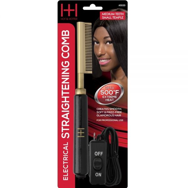 Hot & Hotter Electrical Straightening Comb - Small Straight Teeth 