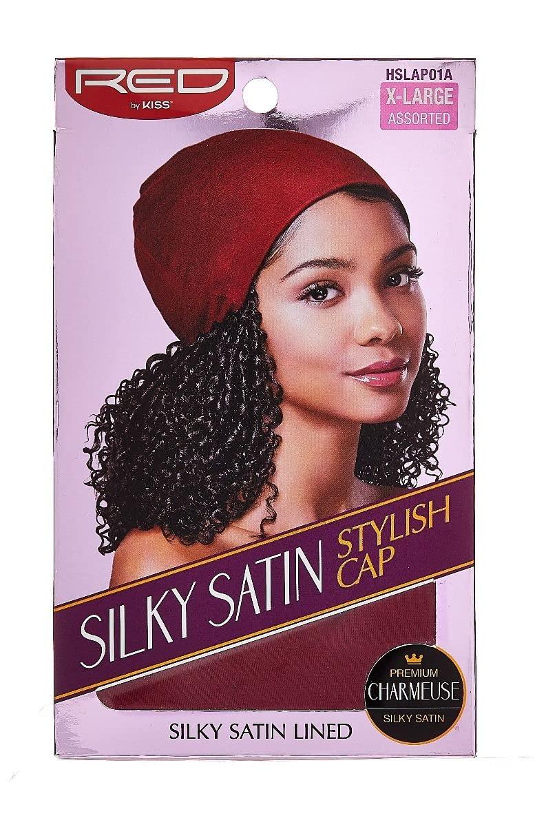 RED SILKY SATIN LINED HAIR CAP ASSORTED