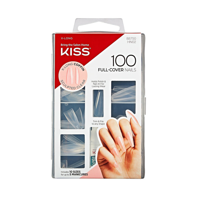 Kiss 100 Full cover X Long Coffin nails HN02