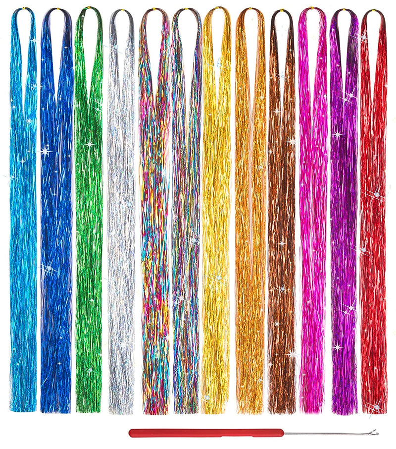 Hair Tinsel Strands Sparkling Colorful Shiny Glitter Extensions Tensile