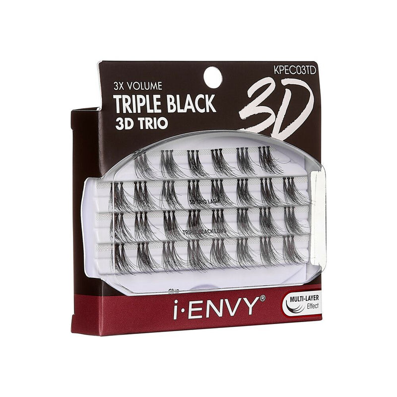 IEK 3D Trio Triple Black Long Cluster Lashes KPEC03TD