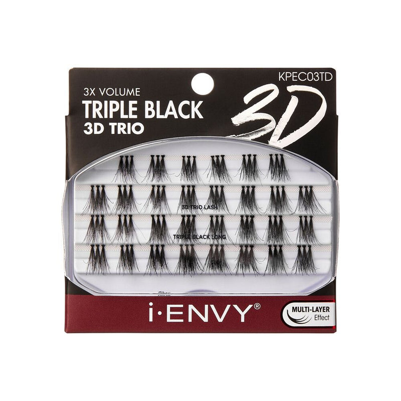 IEK 3D Trio Triple Black Long Cluster Lashes KPEC03TD