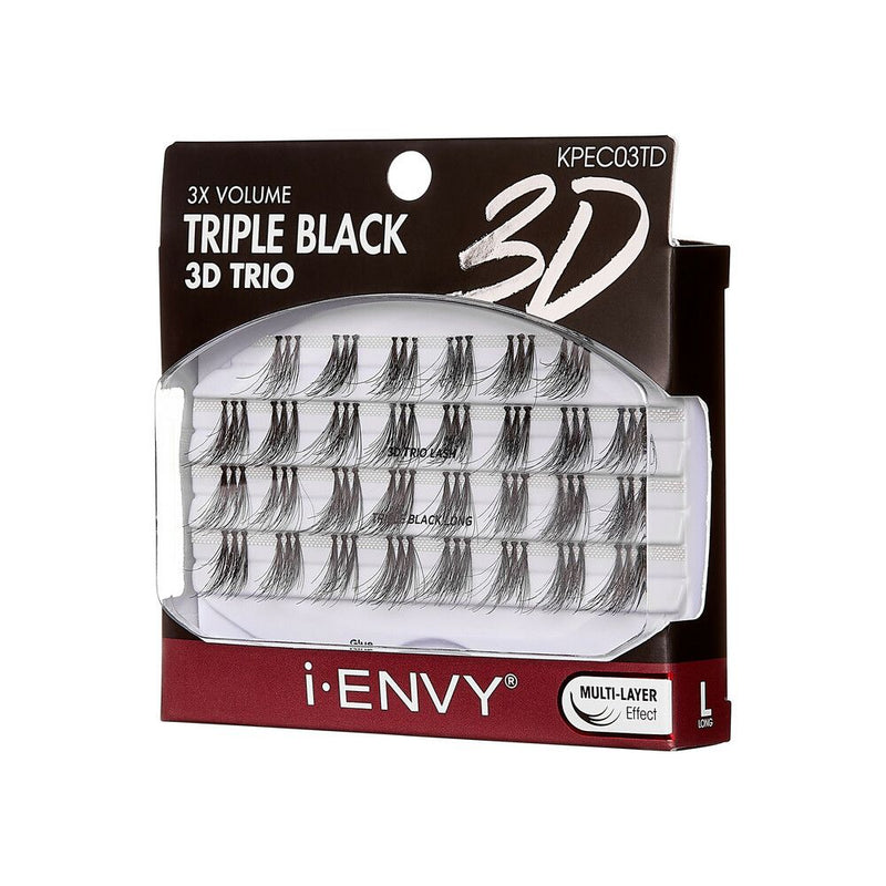 IEK 3D Trio Triple Black Long Cluster Lashes KPEC03TD