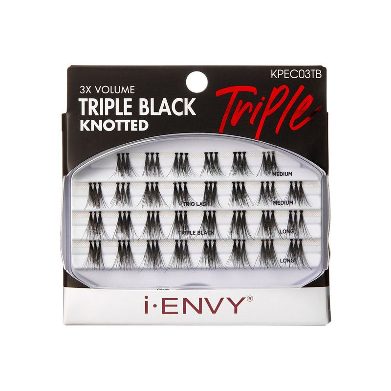 Triple Black Knotted 3xCluster Lash Medium Large  KPEC03TB