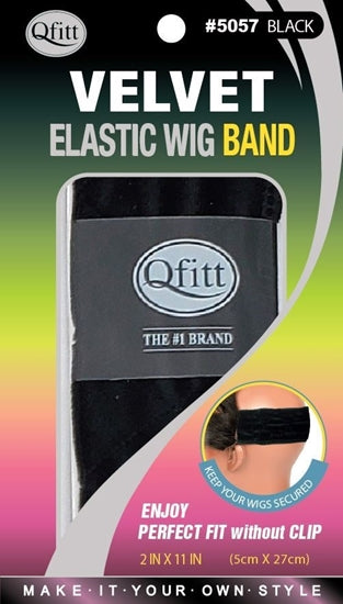 Velvet Elastic Wig Band Black