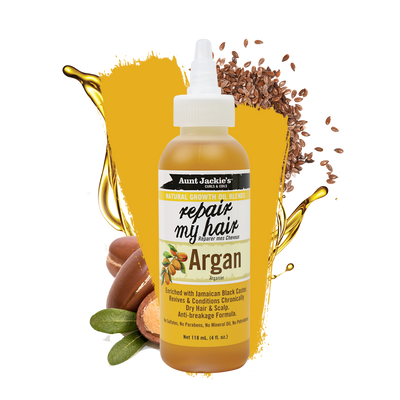 Aunt Jackie's Repair My Hair Argan Growth Oil 4 oz Black-Owned Natural Beauty Products.
