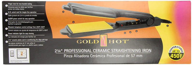 Gold N Hot 2-1/4" Professional Ceramic Flat Iron 2403