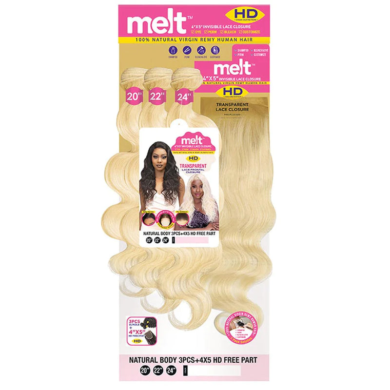 Janet Collection Melt Brazilian Body 3 PCS (18 20 22) + 4x5 HD Free Part