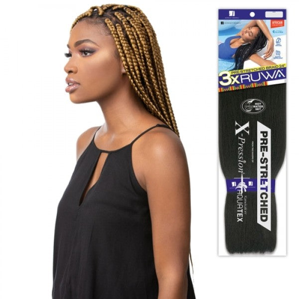Sensationnel Synthetic 3X Ruwa Pre Stretched Braid 24" Black-Owned Natural Beauty Products.