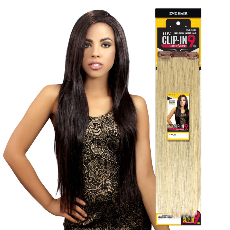 Eve Luv Clip in Extensions 9 pc Remy Human Hair 18"