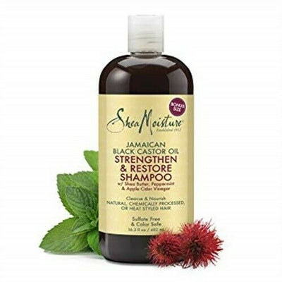 Shea Moisture Jamaican Black Castor Oil Strengthen & Restore Shampoo Black-Owned Natural Beauty Products.