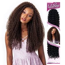 Sensationnel Lulutress Synthetic Crochet Braid - WATER WAVE 18" Multi Pack of 4 Black-Owned Natural Beauty Products.
