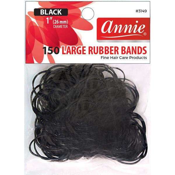 Annie Rubber Bands Large 150 Ct Black 