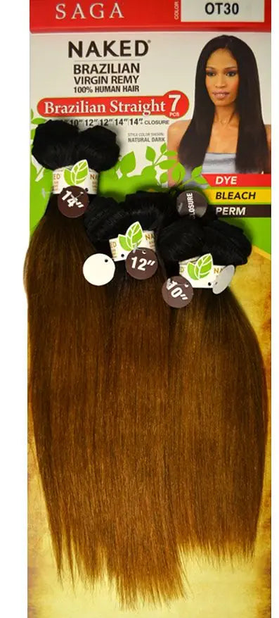 Saga Naked Brazilian Virgin Remy 100% HH BRAZILIAN STRAIGHT 7Pcs